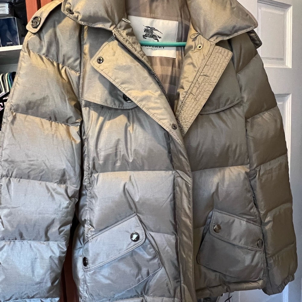 Burberry Metallic Gray Puffer Jacket